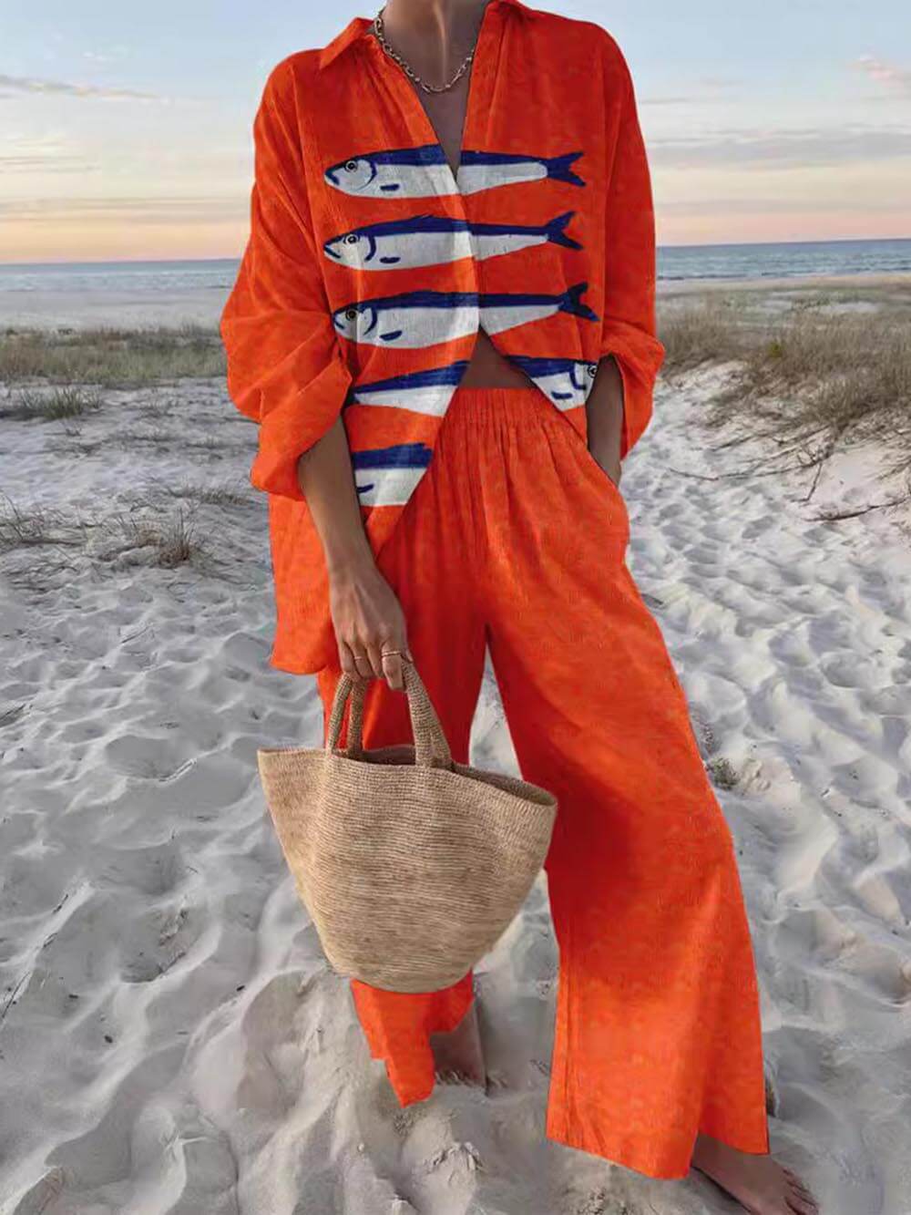 Elaine Oversized Shirt and Wide-Leg Pants Set