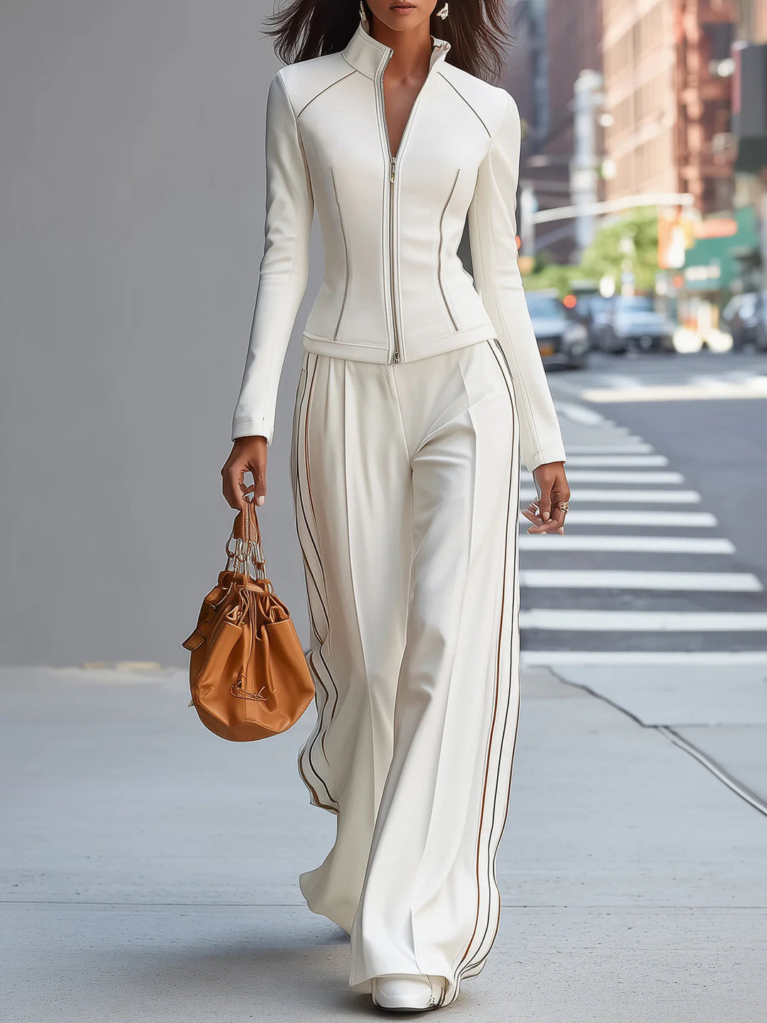 Piper Zip-Up Wide-Leg Pant Set