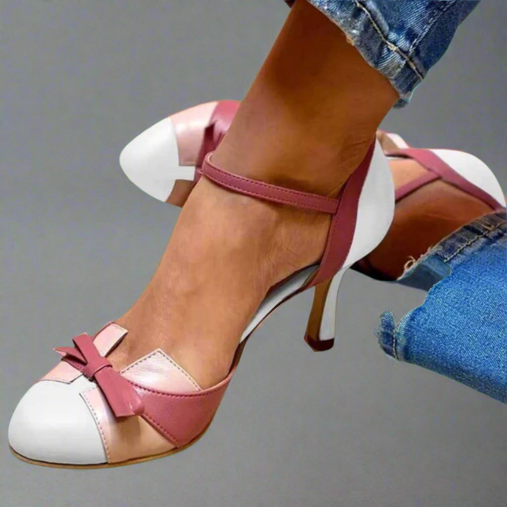Quinnae™ | Elegant Comfortable Heels with bowtie design