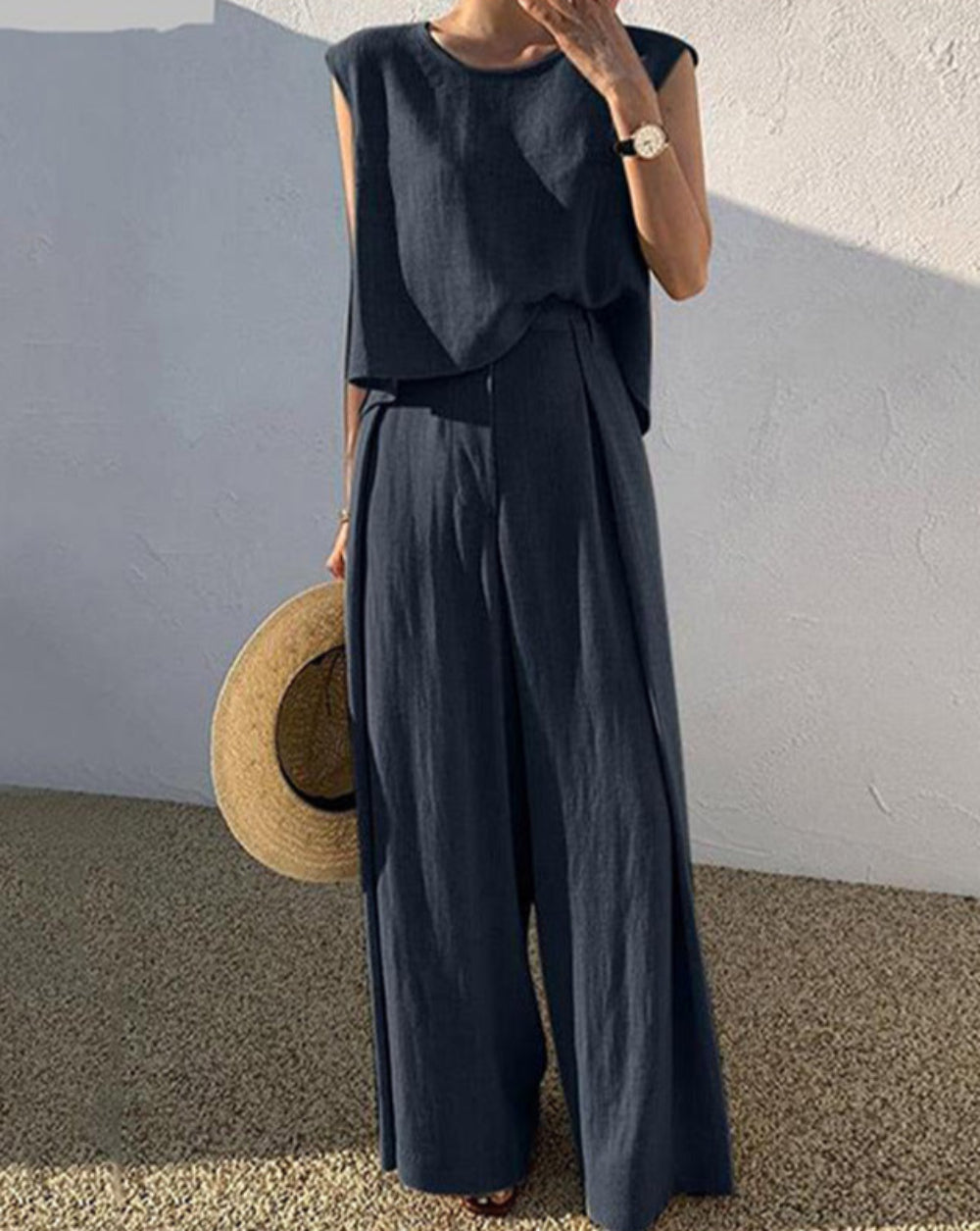 Angela Linen Blend Casual Pants Set