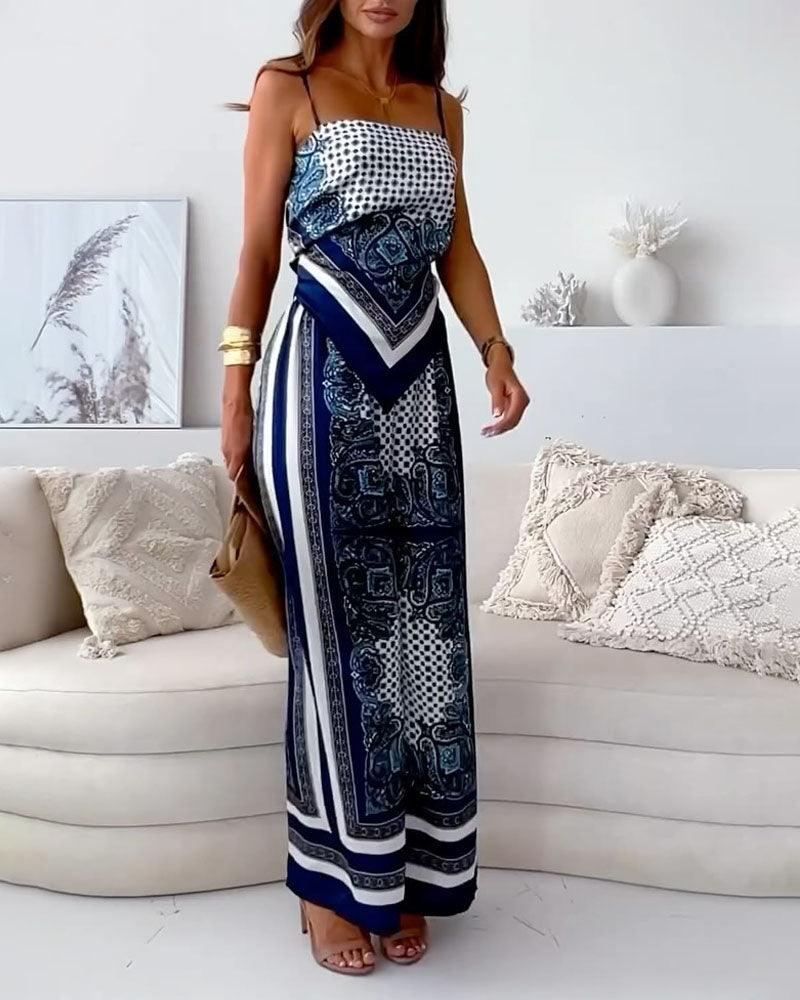 Queen Printed Lace-Up Vest & Pants Set