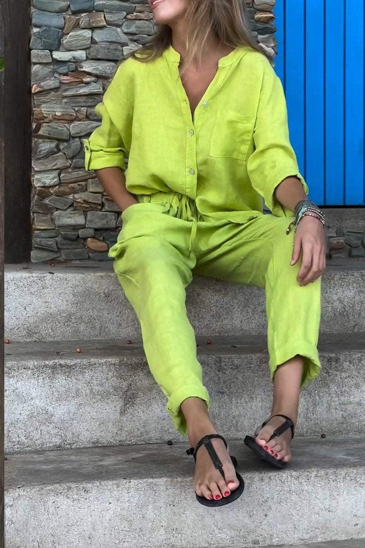 Ivana V-Neck Shirt & Pants Set