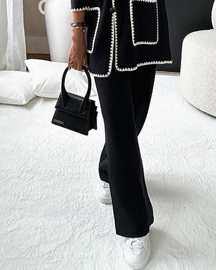 Emberly Edge Decorated Jacket Casual Pants Set