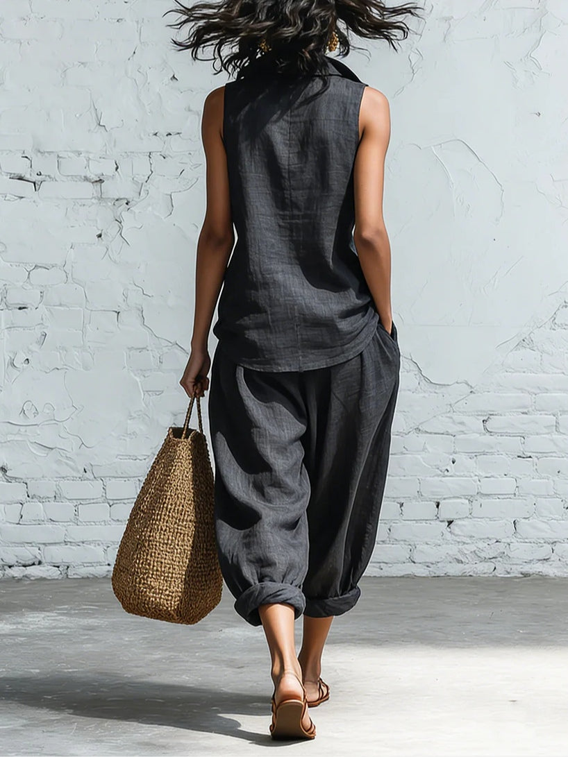 Charlotte Collared Shirt and Wide-Leg Pants Set
