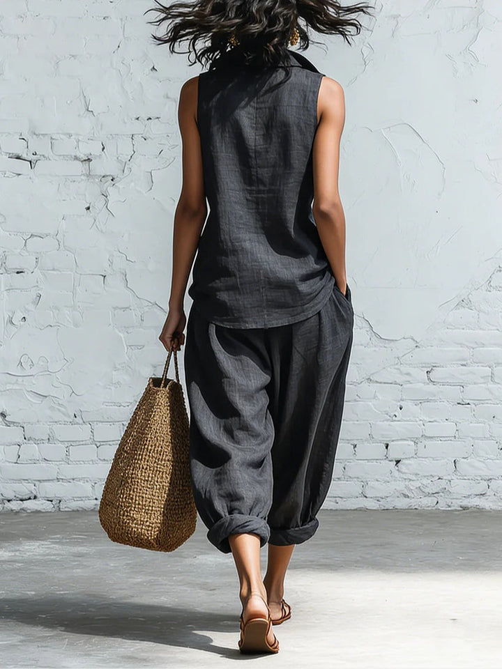 Charlotte Collared Shirt and Wide-Leg Pants Set