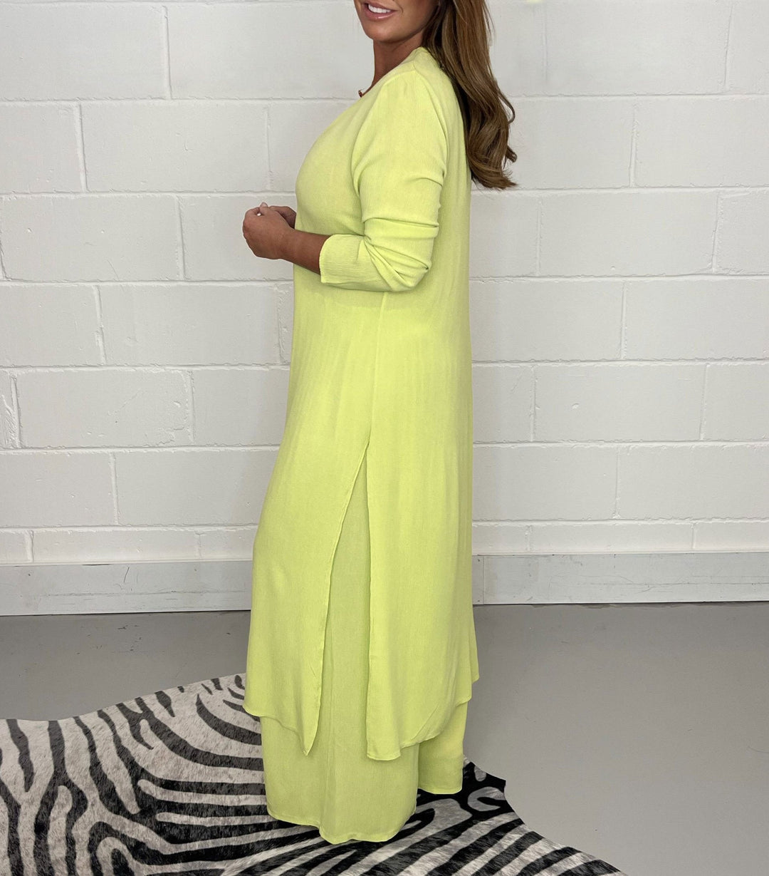 Lany Casual Long Top and Matching Pants Set