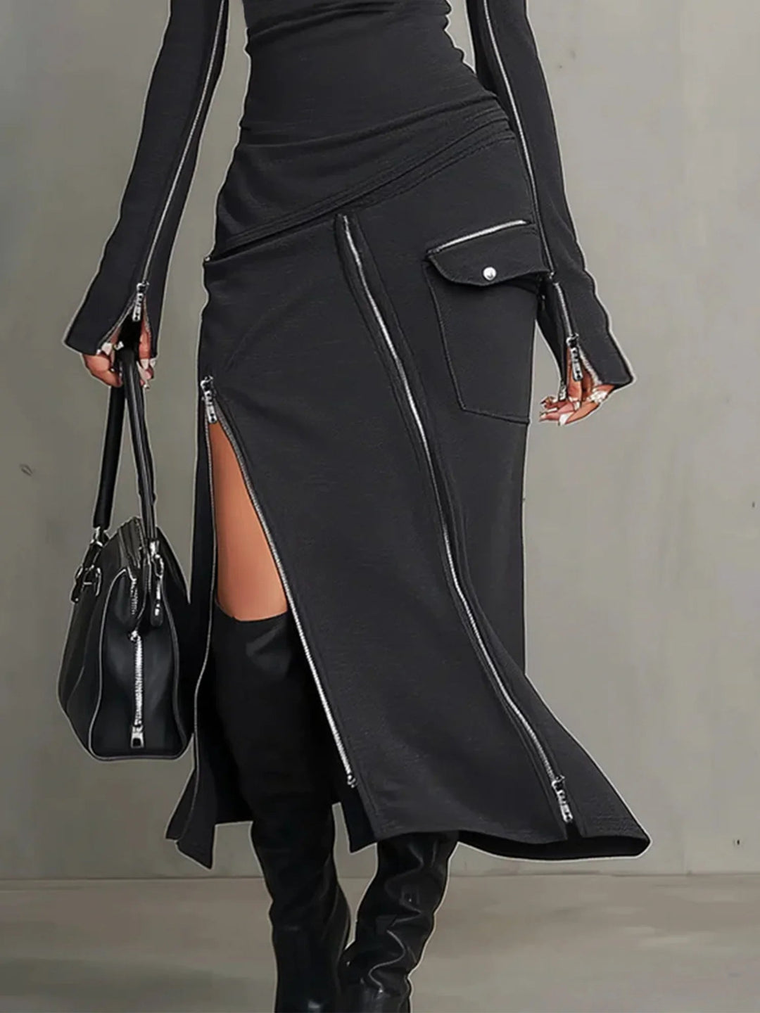 Harper High-Neck Zipper Pocket Set