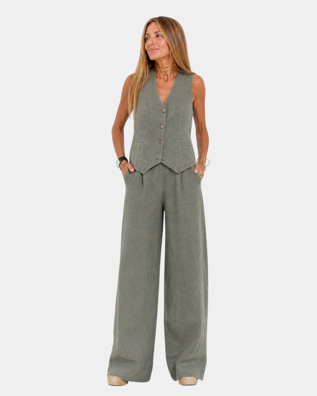 Assia | Sleeveless Vest and Pant Set