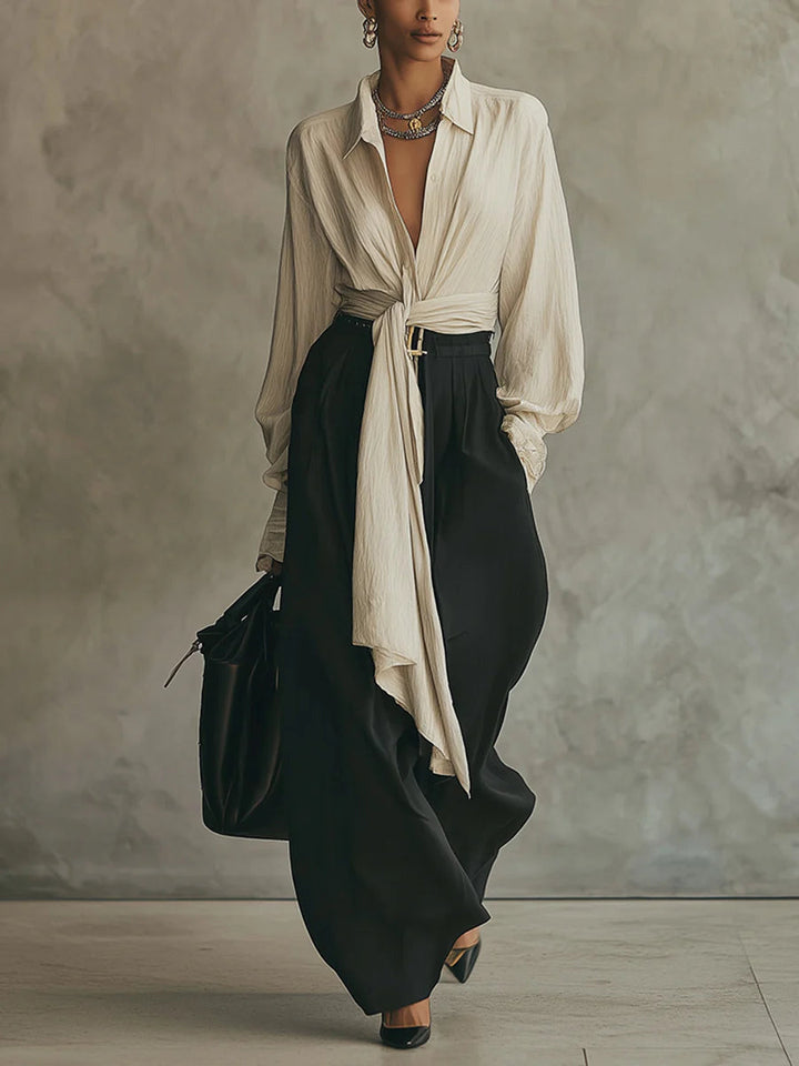 Bea Lace-Up Shirt and Trousers Set