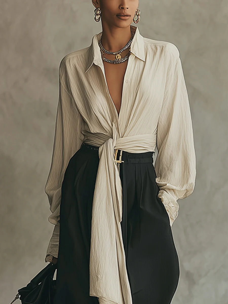 Bea Lace-Up Shirt and Trousers Set