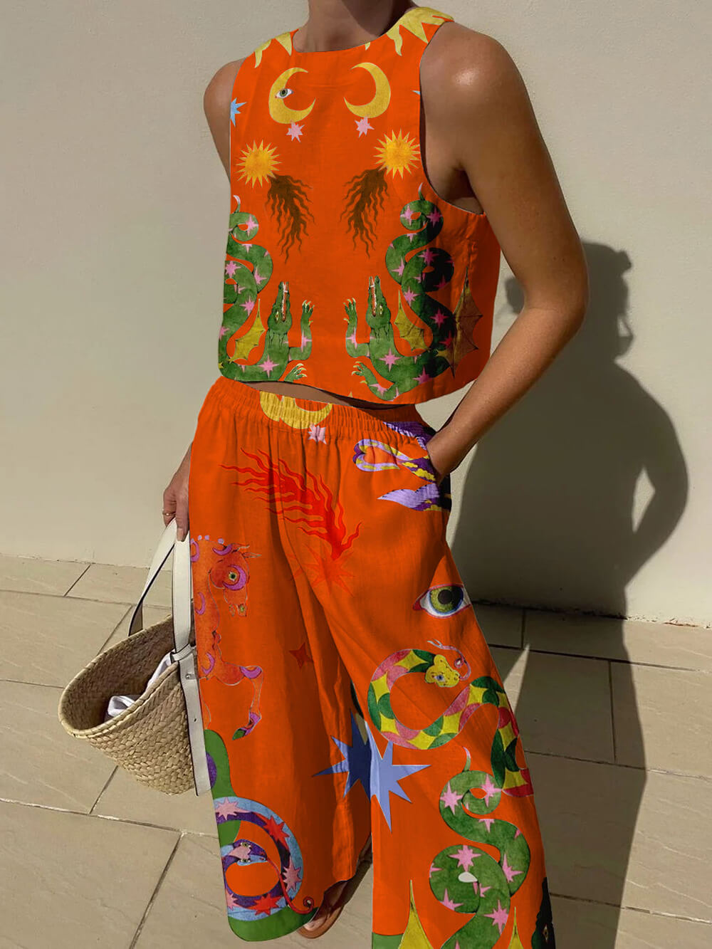 Ernest Print Tank and Pocketed Pants Set