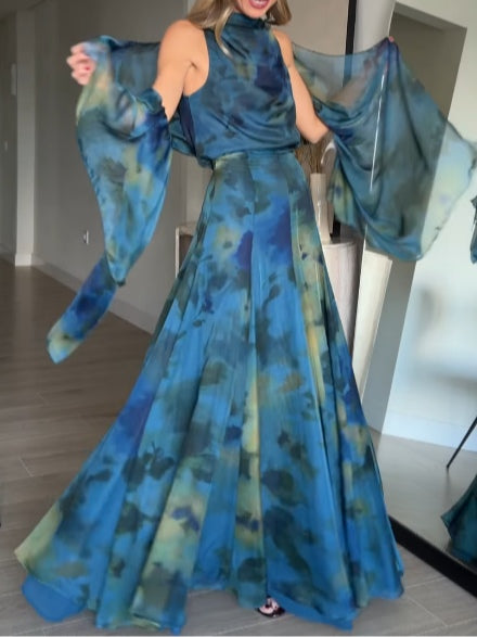 Vivian Tie-Dye Chiffon Tank Top & Skirt Set