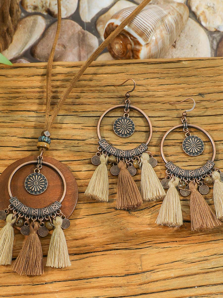 Leilani Bohemian Tassel Necklace Earrings Set