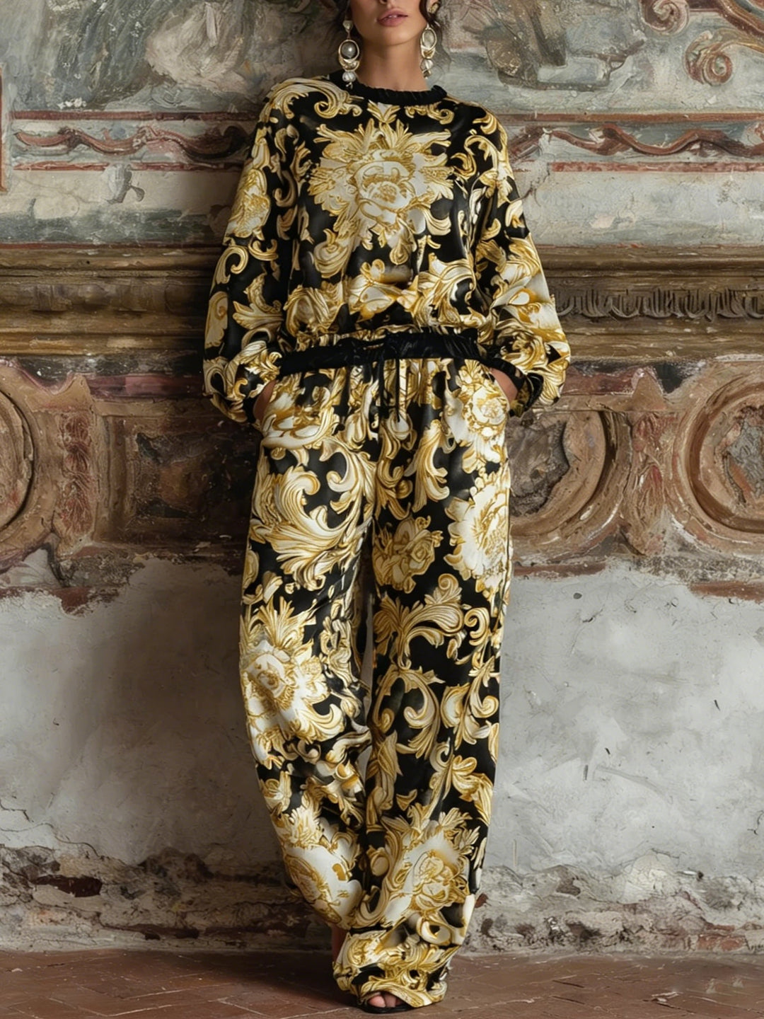 Ava Baroque Floral Loungewear Set