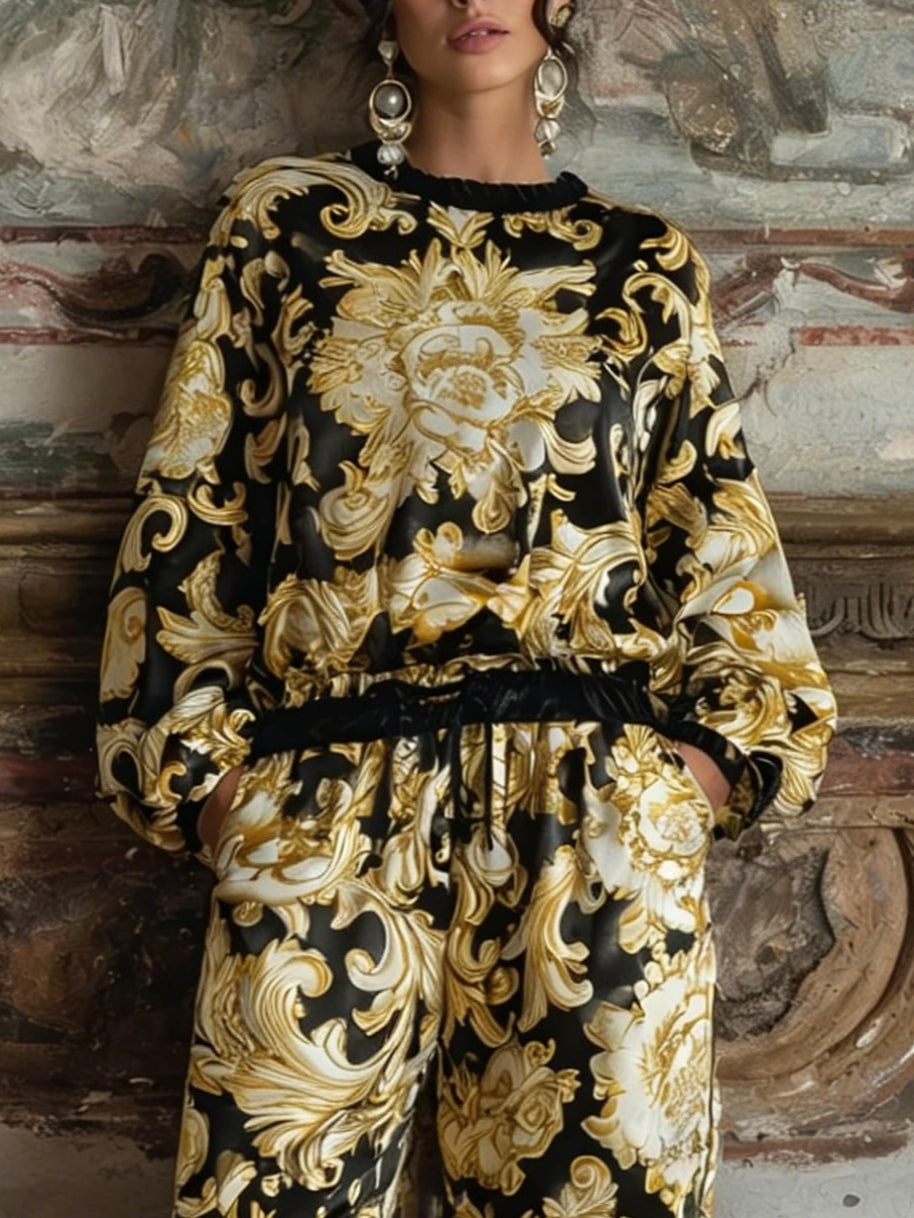 Ava Baroque Floral Loungewear Set