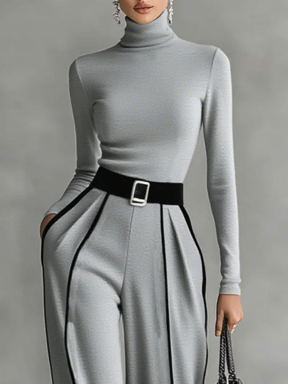 Kinley High-neck Top and Wide-leg Pants Set