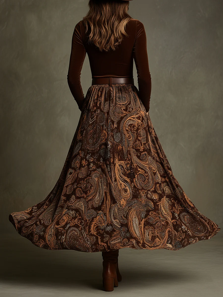 Penelope Velvet Top and Paisley Maxi Skirt Set