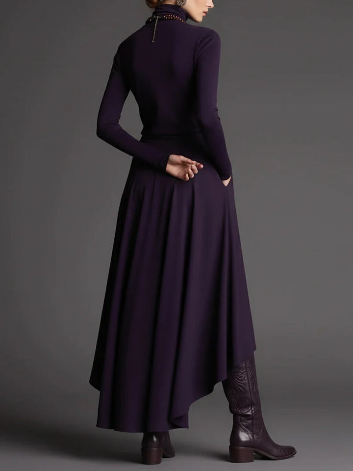 Aria Turtleneck Top and Asymmetrical Skirt Set