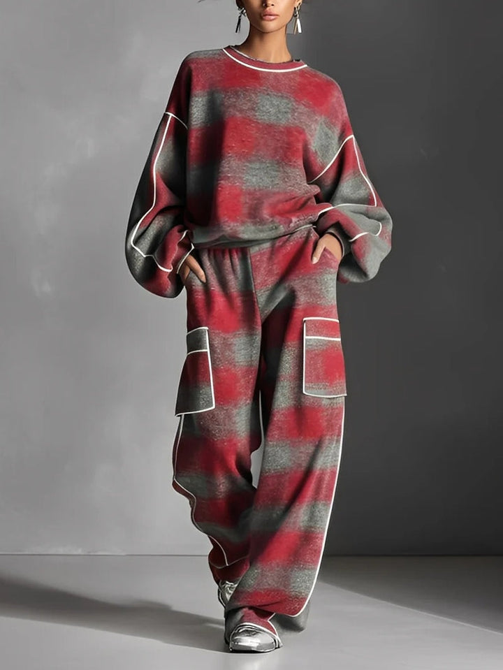Kylie Color-blocked Sweatshirt and Casual Pants Set