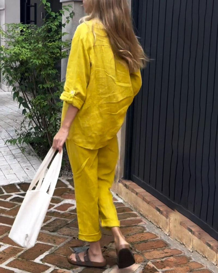 Ivana V-Neck Shirt & Pants Set