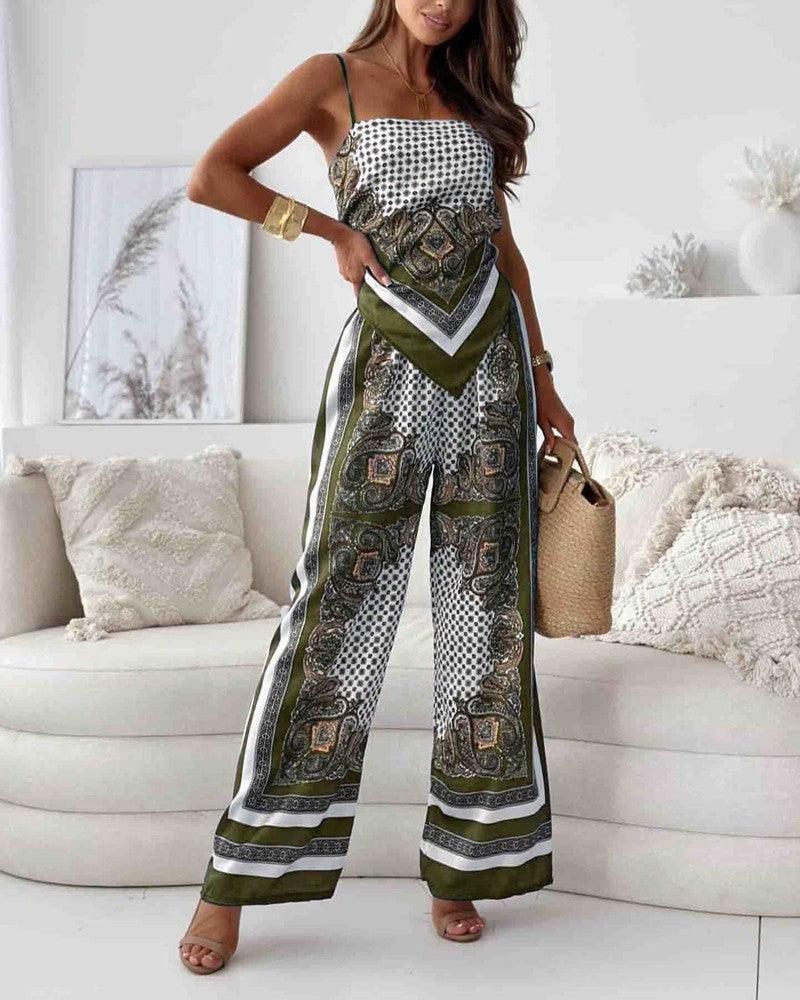 Queen Printed Lace-Up Vest & Pants Set