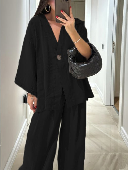 Jenifer V-Neck Top & Pants Set