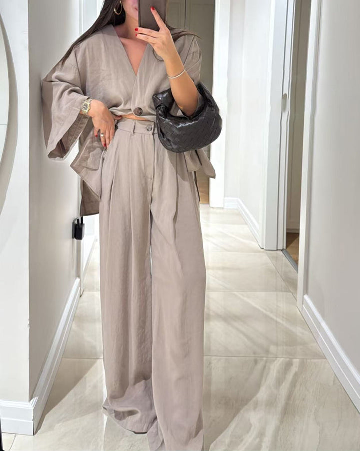 Jenifer V-Neck Top & Pants Set