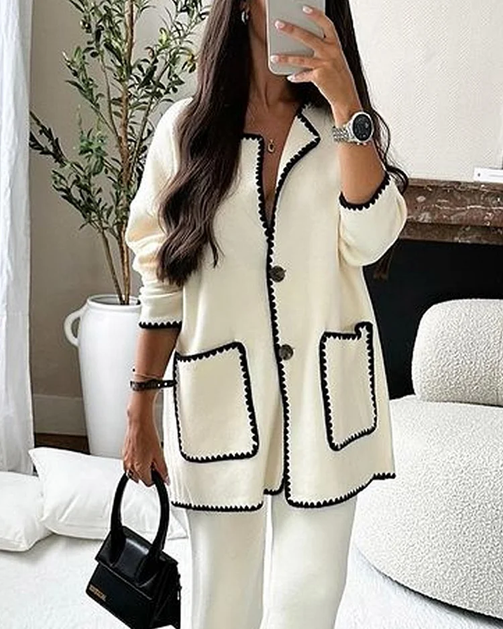 Emberly Edge Decorated Jacket Casual Pants Set