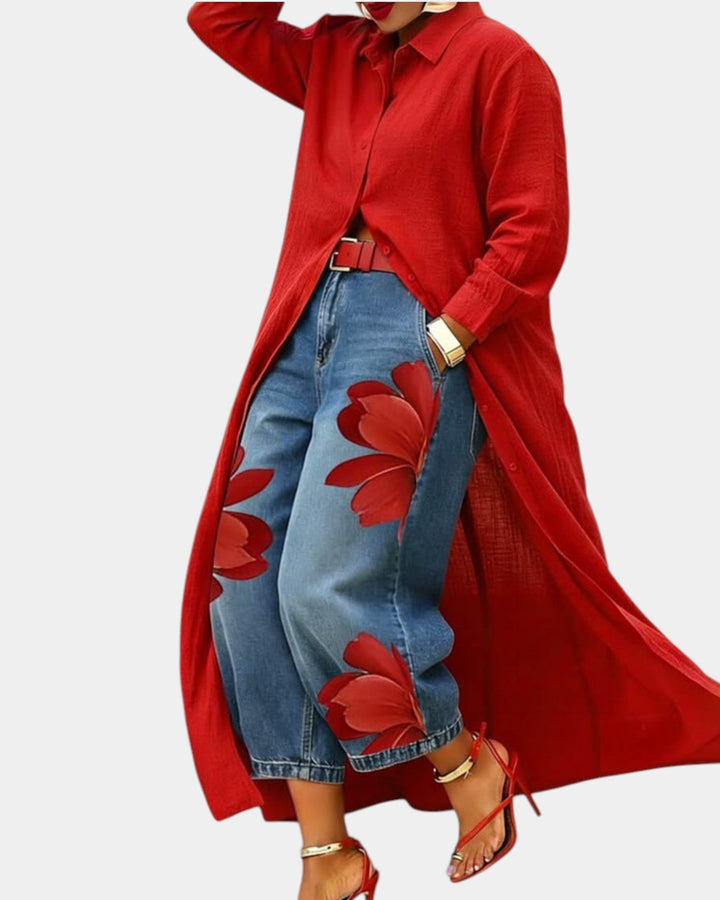 Céliane | Dress and Wide Jeans Set