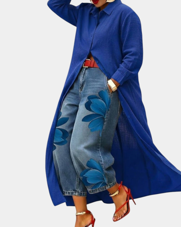 Céliane | Dress and Wide Jeans Set