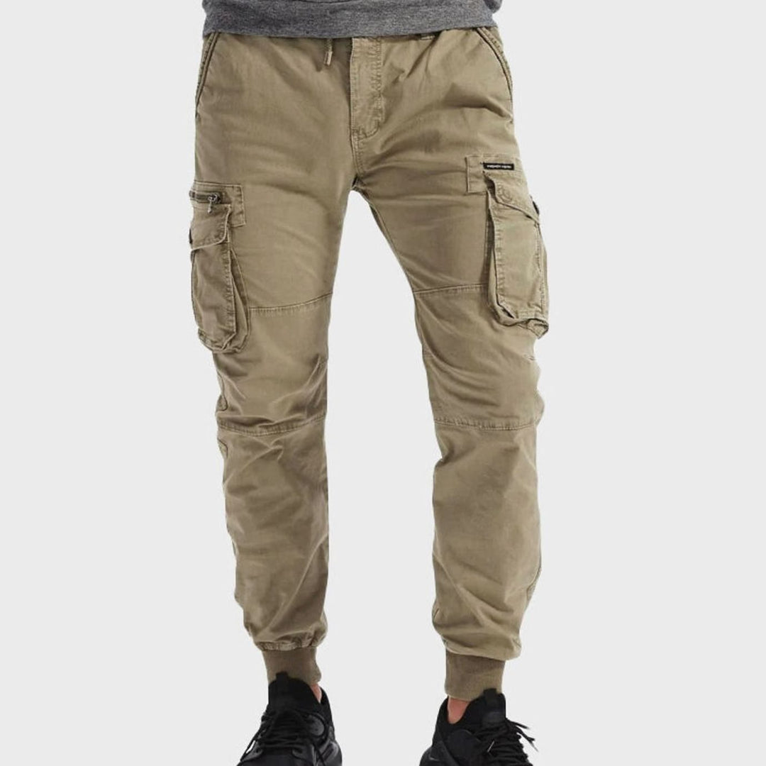 Men's Cargo Jogger Pants Elastic-Waist Cuffed Multi-Pocket