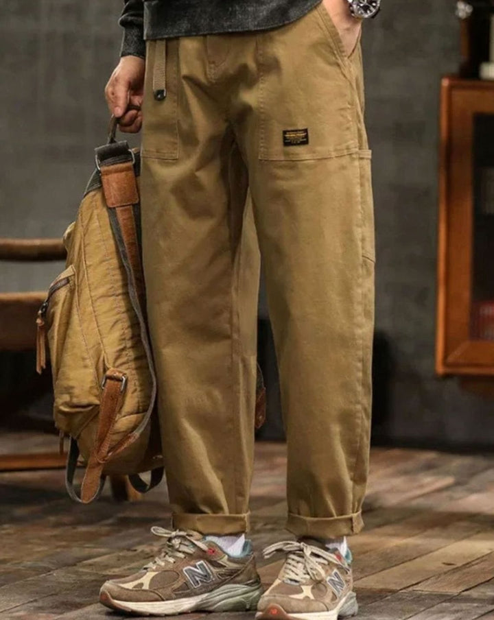 Men's Classic Straight-Fit Vintage-Inspired Cargo Pants - Khaki