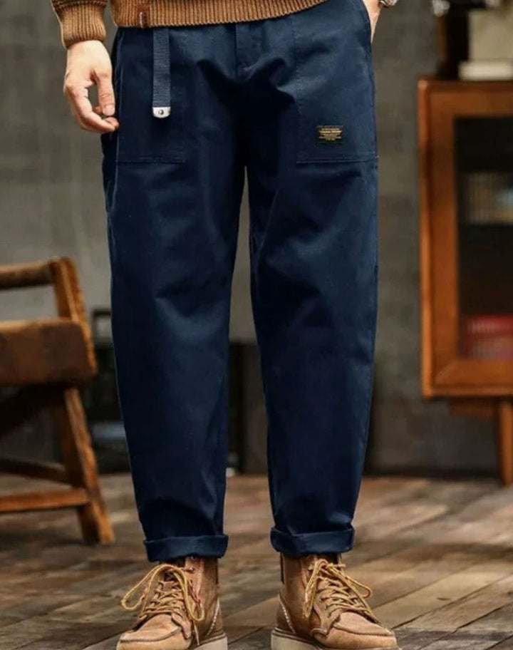 Men's Classic Straight-Fit Vintage-Inspired Cargo Pants - Blue