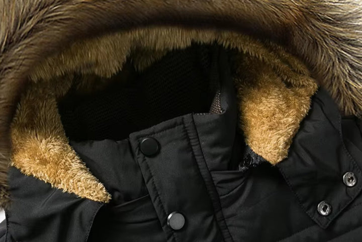 Men's Fleece-Lined Fur Hood Puffer Winter Jackets
