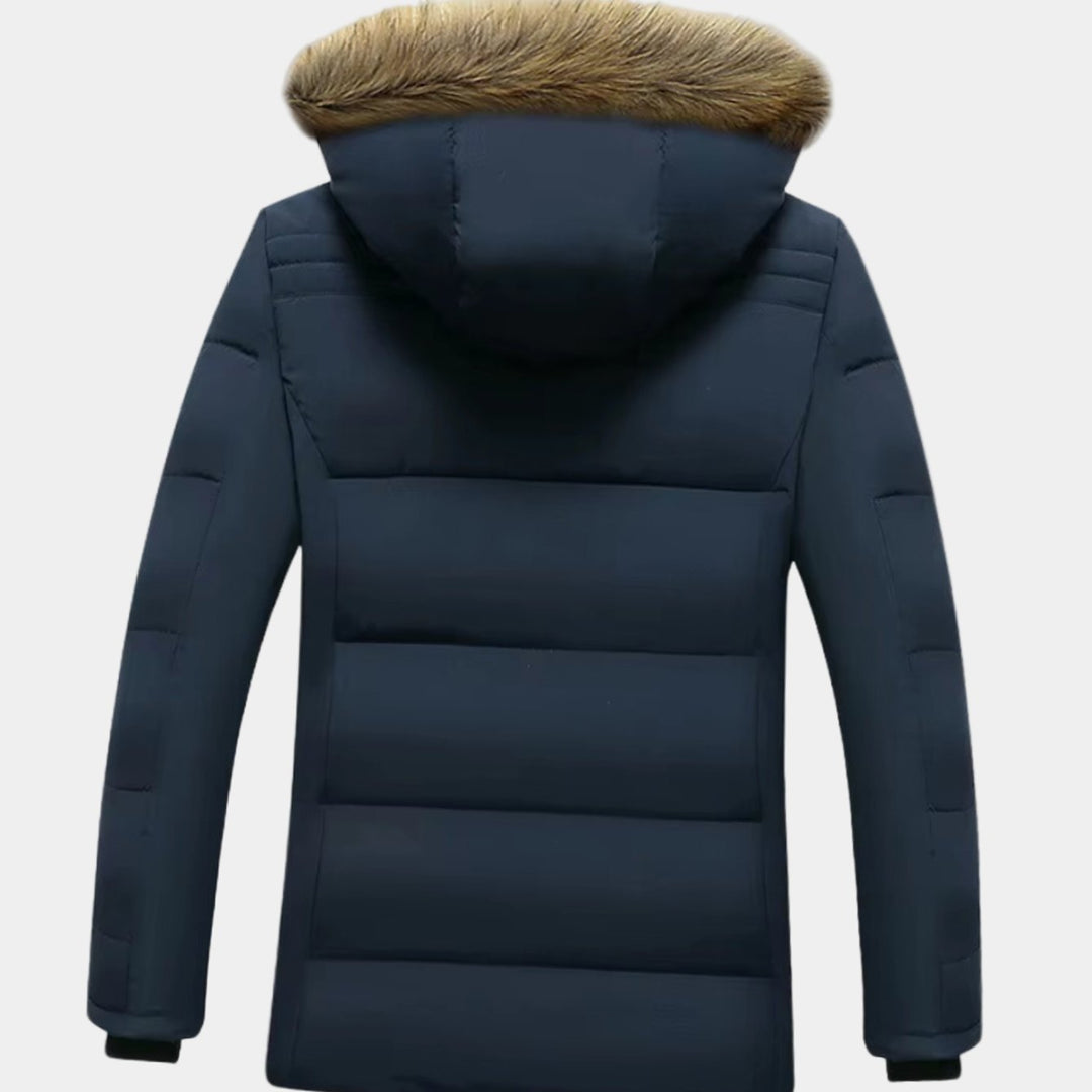 Men's Fleece-Lined Fur Hood Puffer Winter Jackets