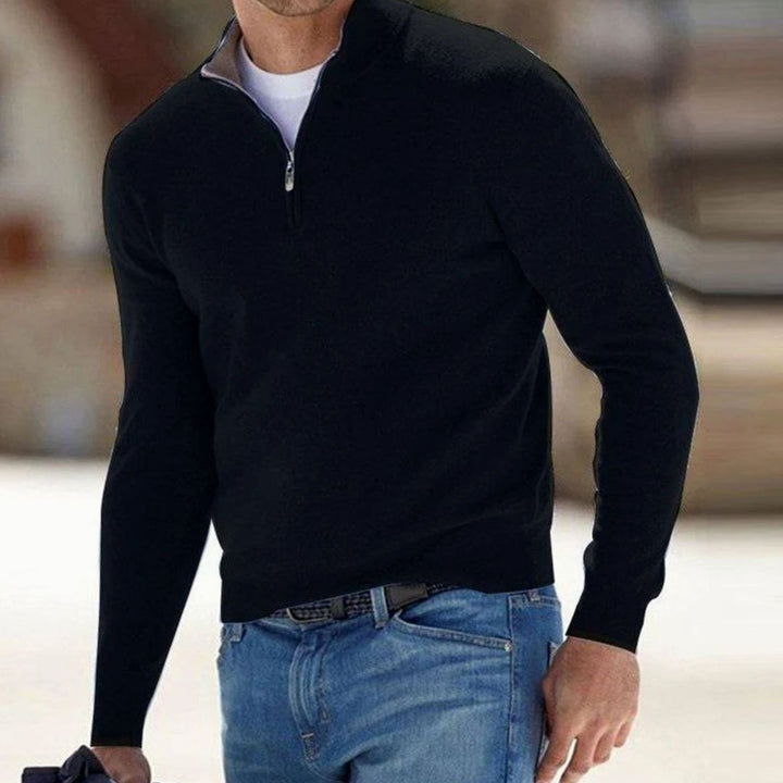 Men's Half-Zip Knit Warm Jumper Sweater - Black