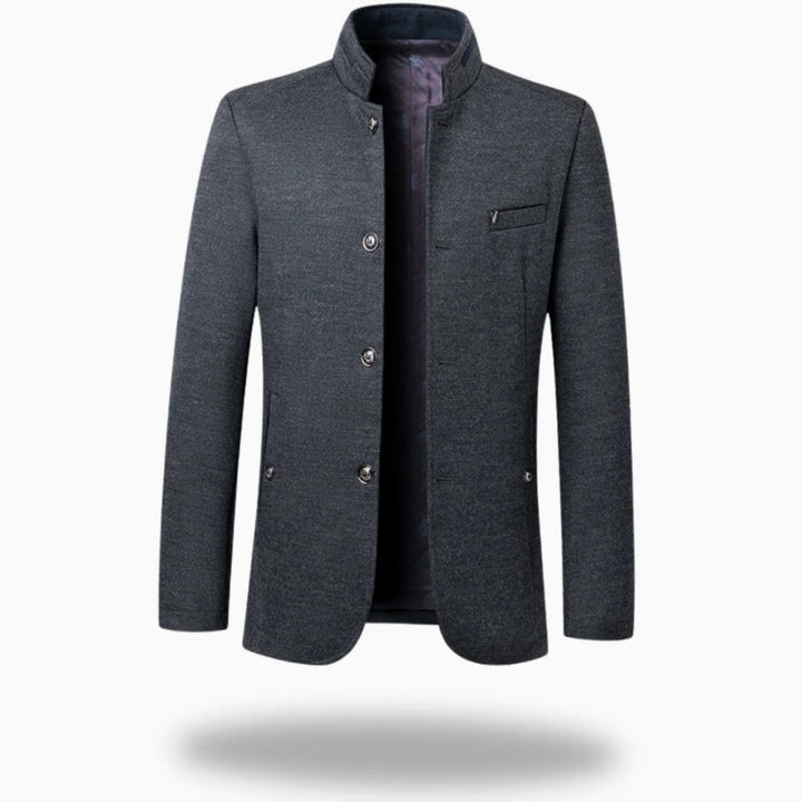 Men's Mandarin-Collar Structured Tailored Blazer - Grey