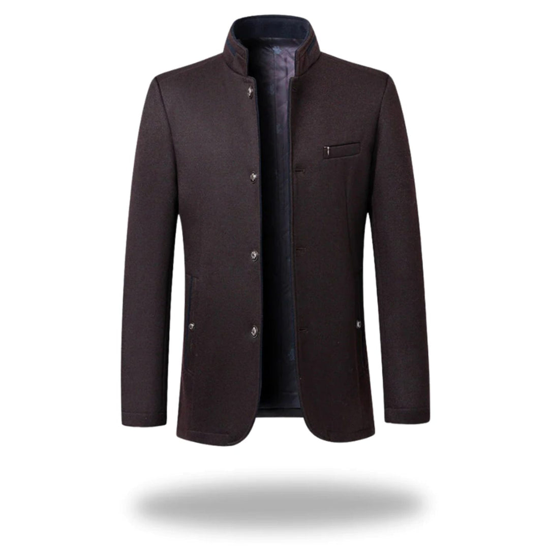 Men's Mandarin-Collar Structured Tailored Blazer - Red