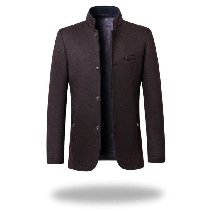 Men's Mandarin-Collar Structured Tailored Blazer - Red