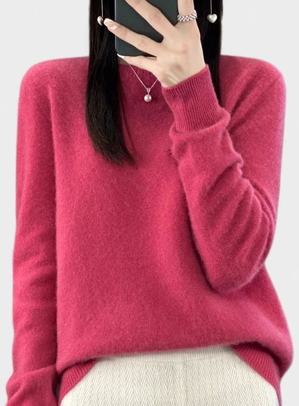 Men's Relaxed-Fit Crew-Neck Comfortable Sweater - Raspberry Red