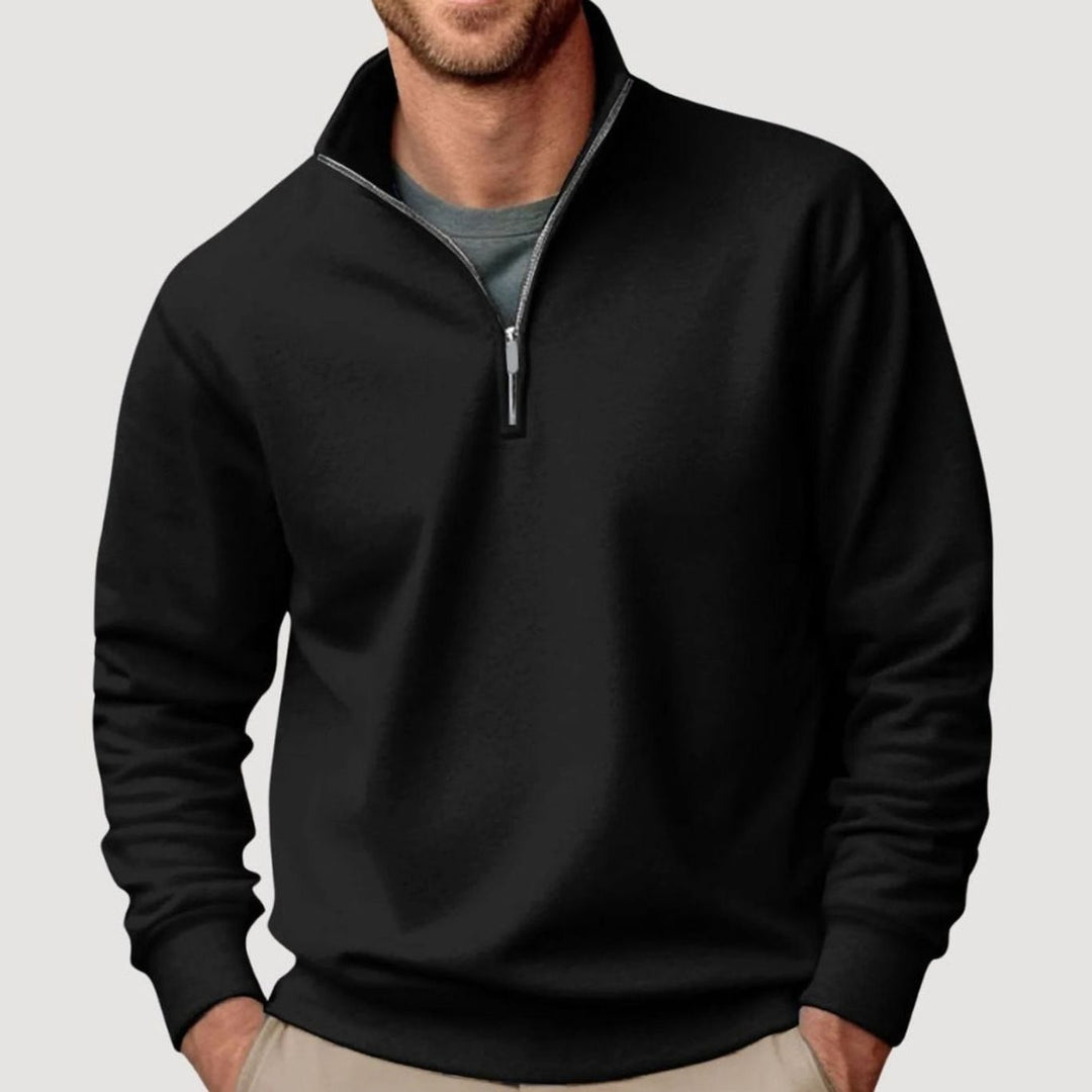 Men's Relaxed-Fit Quarter-Zip Collar Sweatshirt - Black
