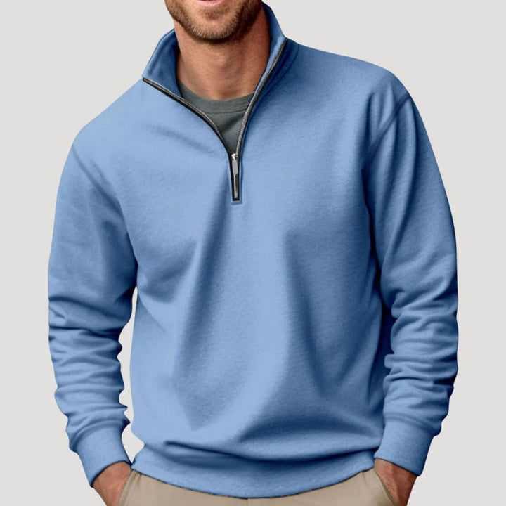 Men's Relaxed-Fit Quarter-Zip Collar Sweatshirt - Blue