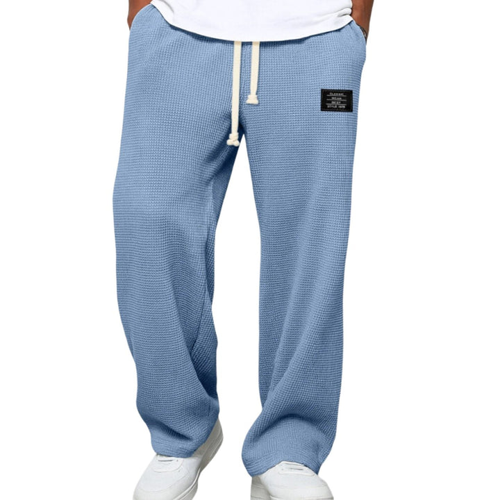 Men's Relaxed-Fit Wide-Leg Waffle-Knit Drawstring Pants