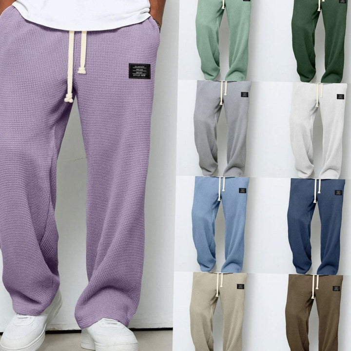 Men's Relaxed-Fit Wide-Leg Waffle-Knit Drawstring Pants