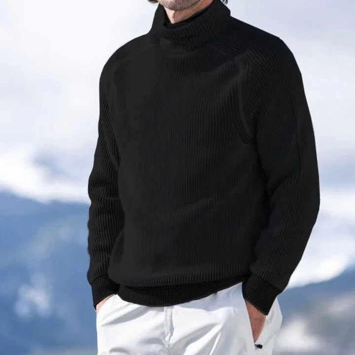 Men's Ribbed Knit Turtleneck Sweater - Black