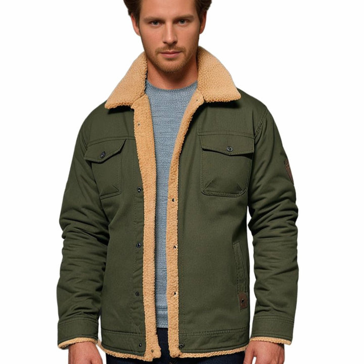 Men's Sherpa-Lined Button-Front Outdoor Casual Jacket