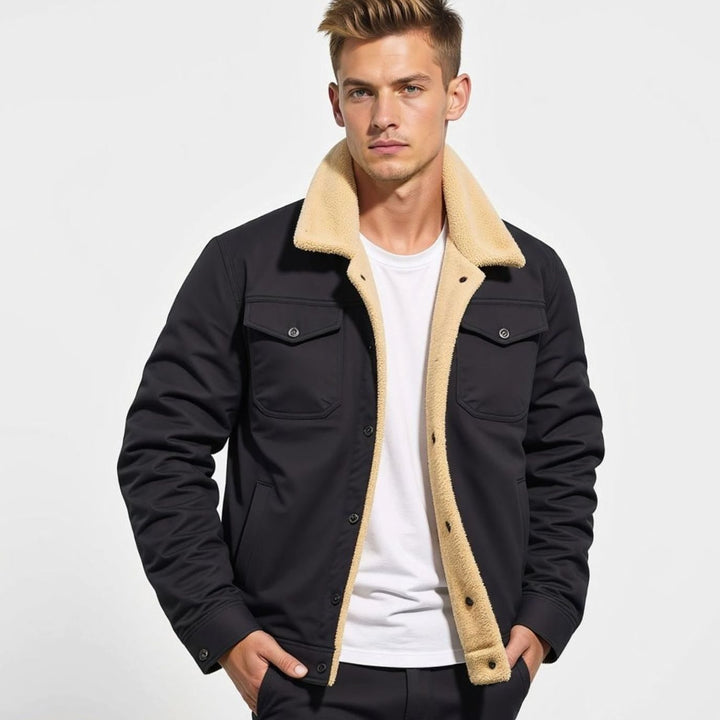 Men's Sherpa-Lined Button-Front Outdoor Casual Jacket