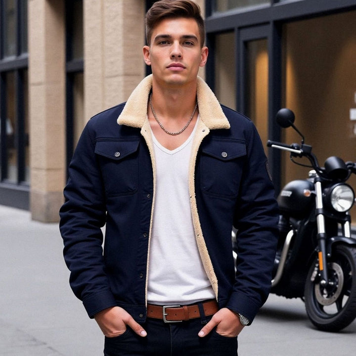 Men's Sherpa-Lined Button-Front Outdoor Casual Jacket