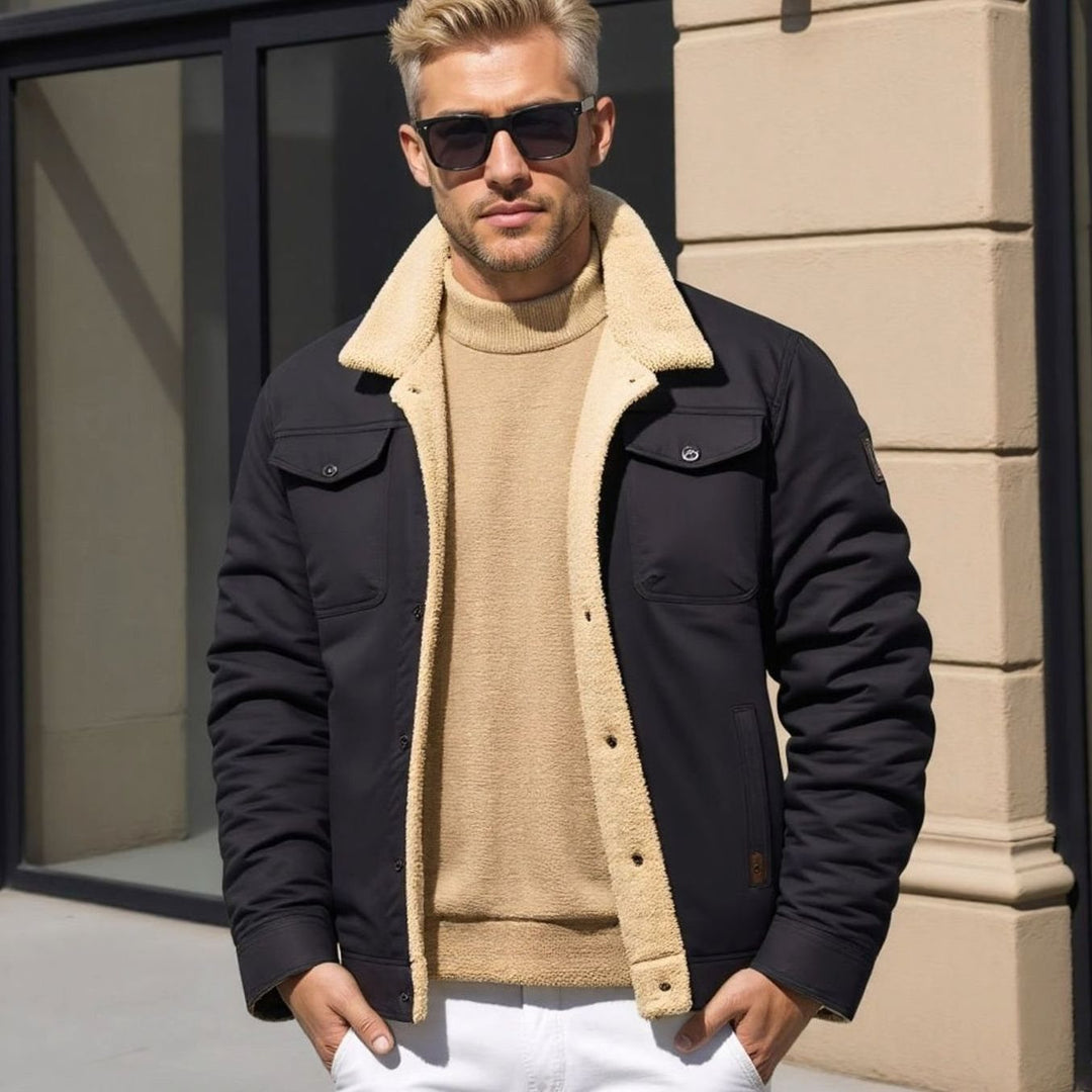 Men's Sherpa-Lined Button-Front Outdoor Casual Jacket