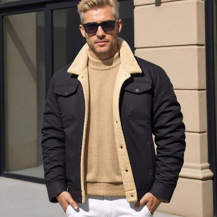 Men's Sherpa-Lined Button-Front Outdoor Casual Jacket